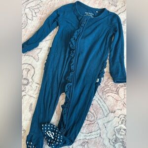 Posh Peanut Teal Ruffled Kids Footie